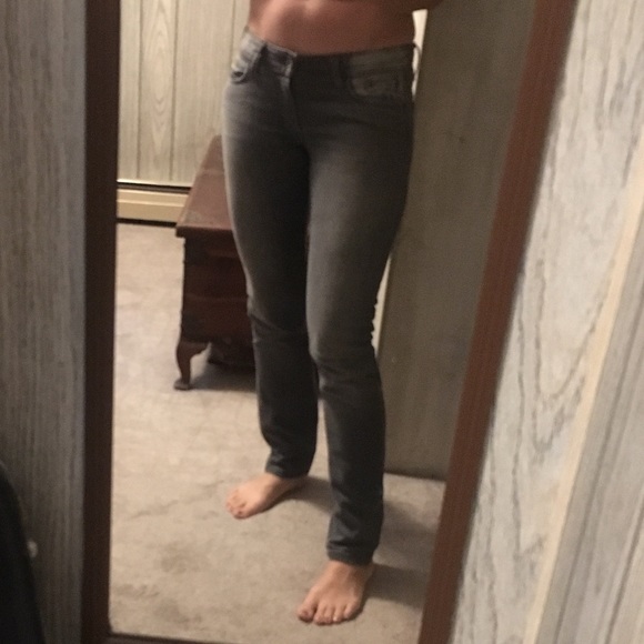 low rise grey jeans